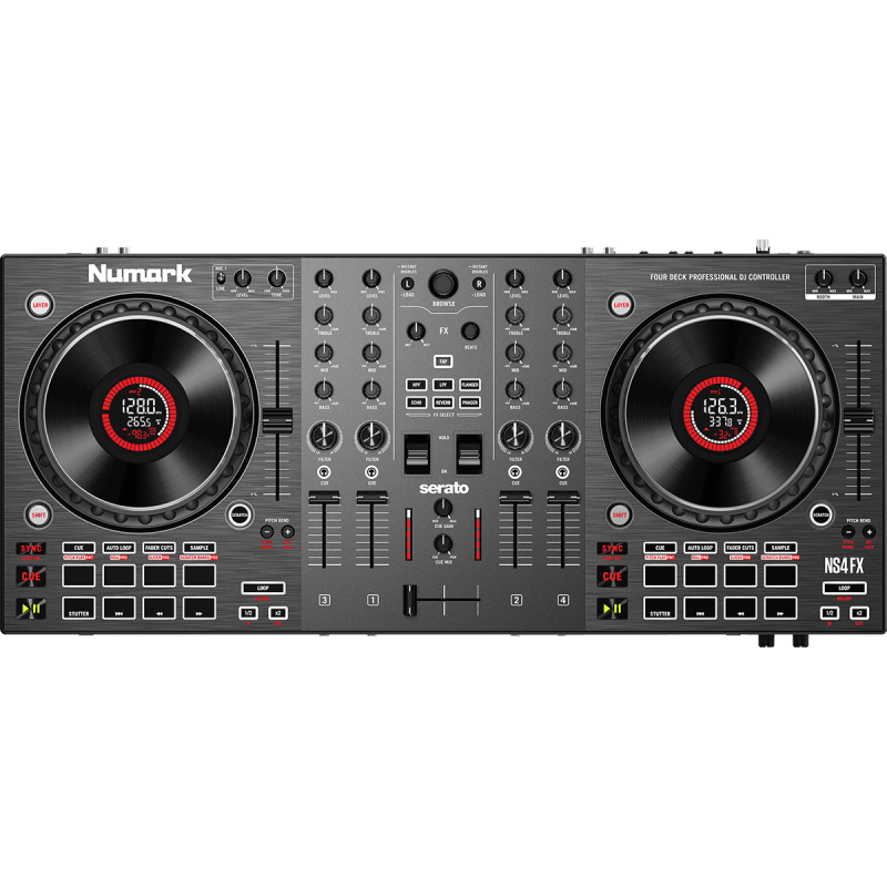 NUMARK NS4FX contrôleur dj avancé 4 voies 2 jogs écrans carte son