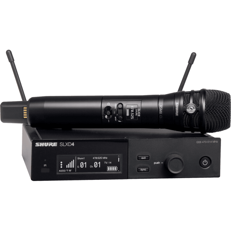 SHURE SLXD24E-K8B-G59 Système complet - Emetteur main KSM8 noir - Bande G59 - 470-514MHz