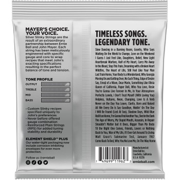 ERNIE BALL 2218 cordes électriques john mayer silver slinky nickel wound - 10,5-47