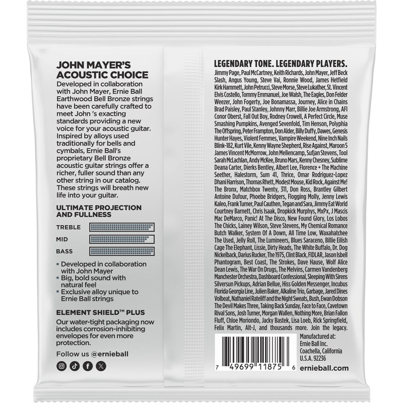 ERNIE BALL 2348 earthwood bell bronze light 11-52
