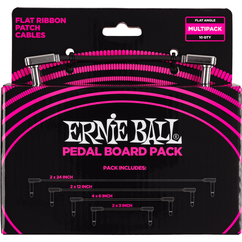 ERNIE BALL 6224 cables instrument patch multipack - coudé fin & plat