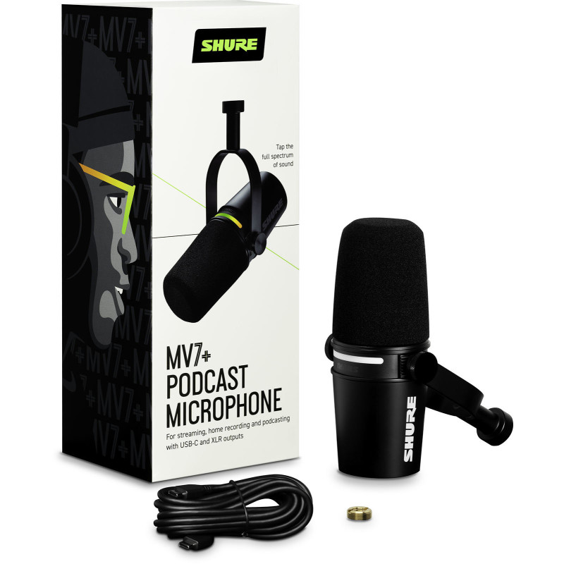 SHURE MV7+-K micro de podcast xlr & usb-c noir