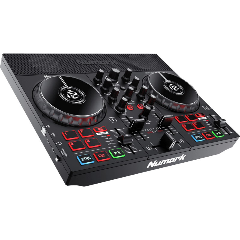 NUMARK PARTYMIXLIVE contrôleur 2 voies avec système light intégré et moniteurs streaming