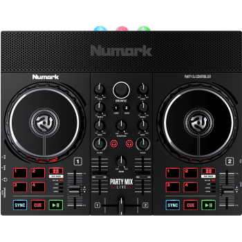 NUMARK PARTYMIXLIVE contrôleur 2 voies avec système light intégré et moniteurs streaming