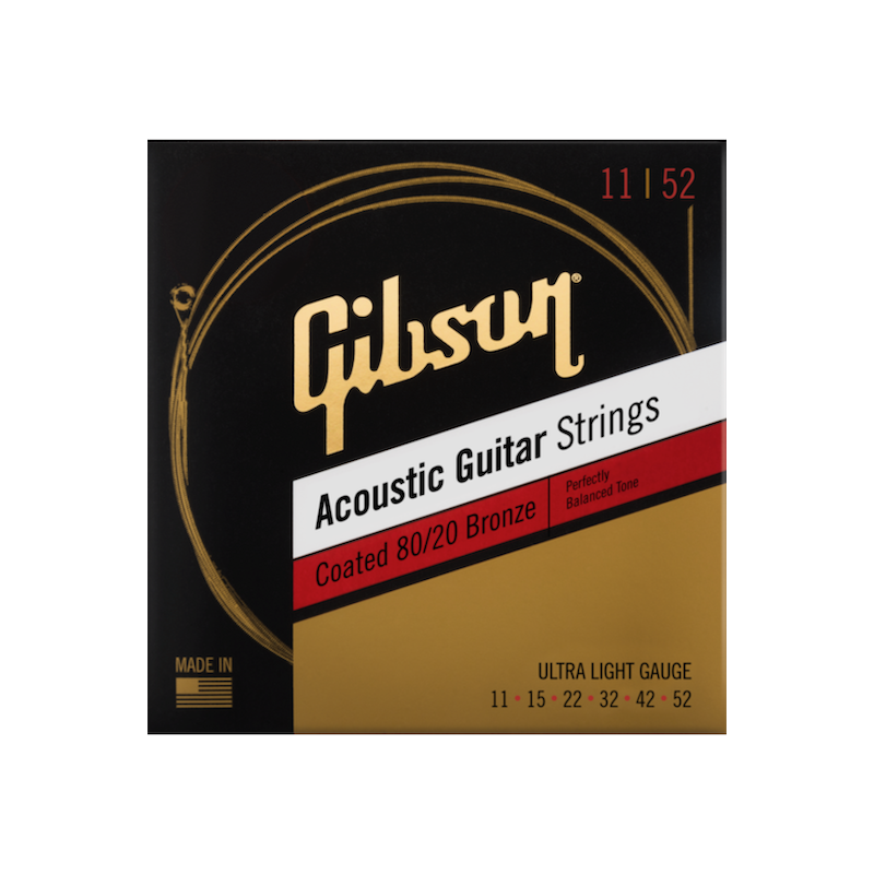 GIBSON ACCESSORIES SAG-CBRW11 coated 80/20 bronze acoustic guitar strings ultra-light