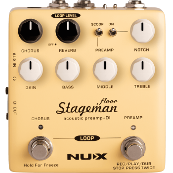 NUX STAGEMAN-FLOOR préampli acoustique sortie di 3 effets intégrés