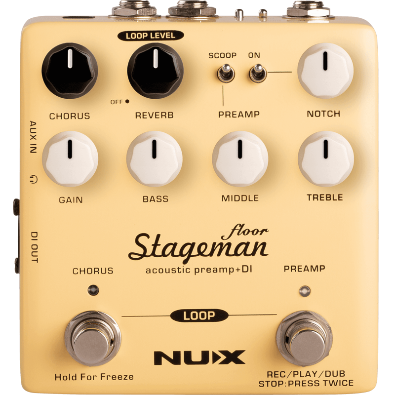 NUX STAGEMAN-FLOOR préampli acoustique sortie di 3 effets intégrés