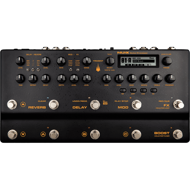 NUX TRIDENT multi-effet guitare trident 10 switchs 10 blocs effets midi looper