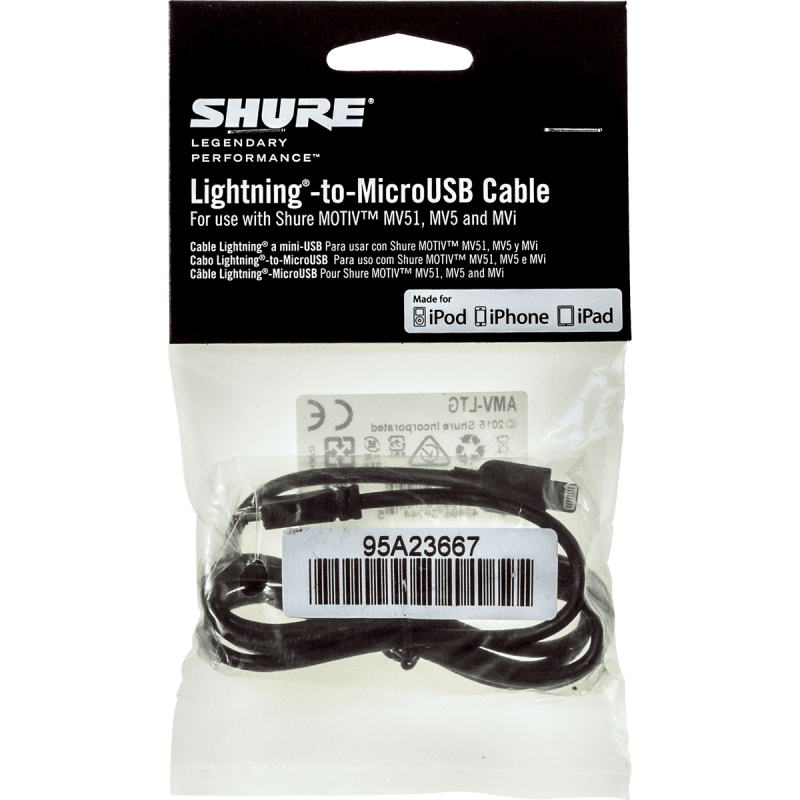 SHURE AMV-LTG câble micro usb - lightning 1 m