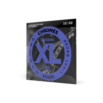 D'ADDARIO ECG25 D'Addario Cordes à filet plat pour guitare électrique D'Addario Chromes ECG25, Light, 12-52