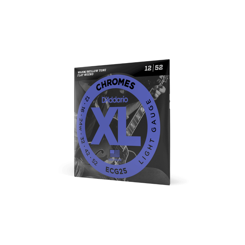 D'ADDARIO ECG25 D'Addario Cordes à filet plat pour guitare électrique D'Addario Chromes ECG25, Light, 12-52