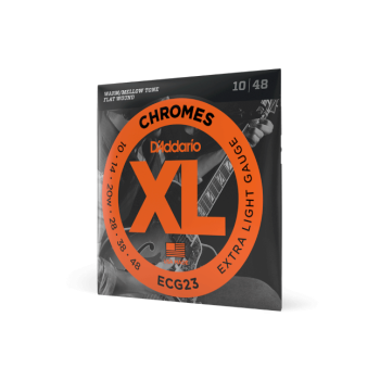 D'ADDARIO ECG23 D'Addario Cordes à filet plat pour guitare électrique D'Addario Chromes ECG23, Extra Light, 10-48