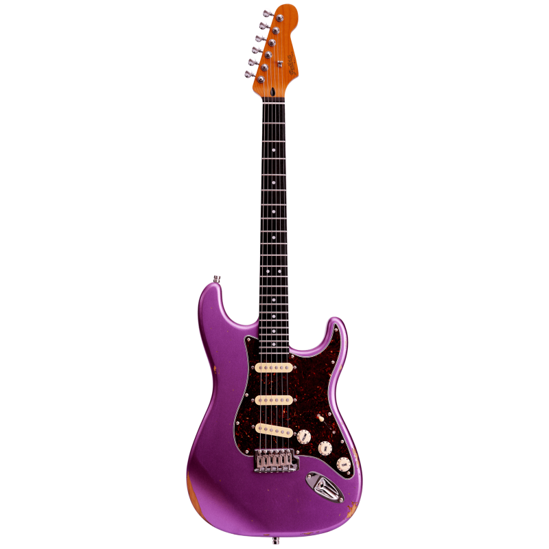 PATINA GUITARS PS-6 PP R Guitare electrique type S Purple relic