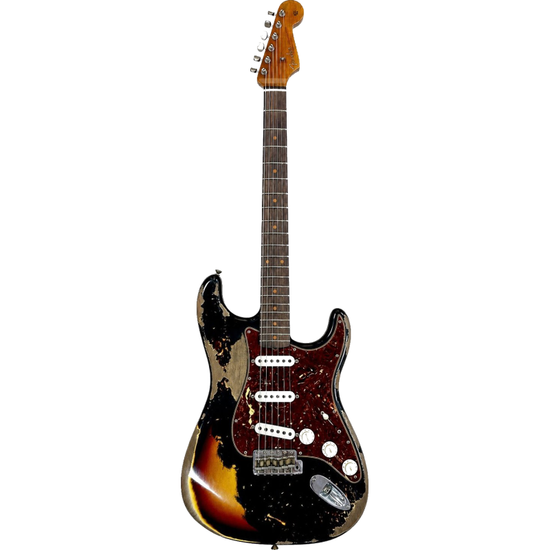 FENDER CUSTOM SHOP 61 Stratocaster Super heavy Relic black over sunburst