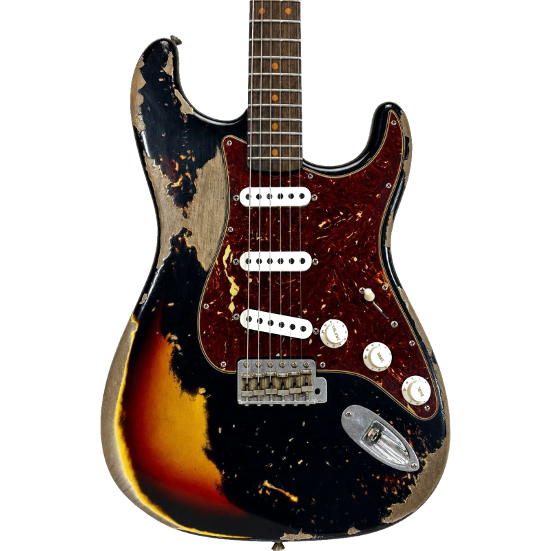 FENDER CUSTOM SHOP 61 Stratocaster Super heavy Relic black over sunburst