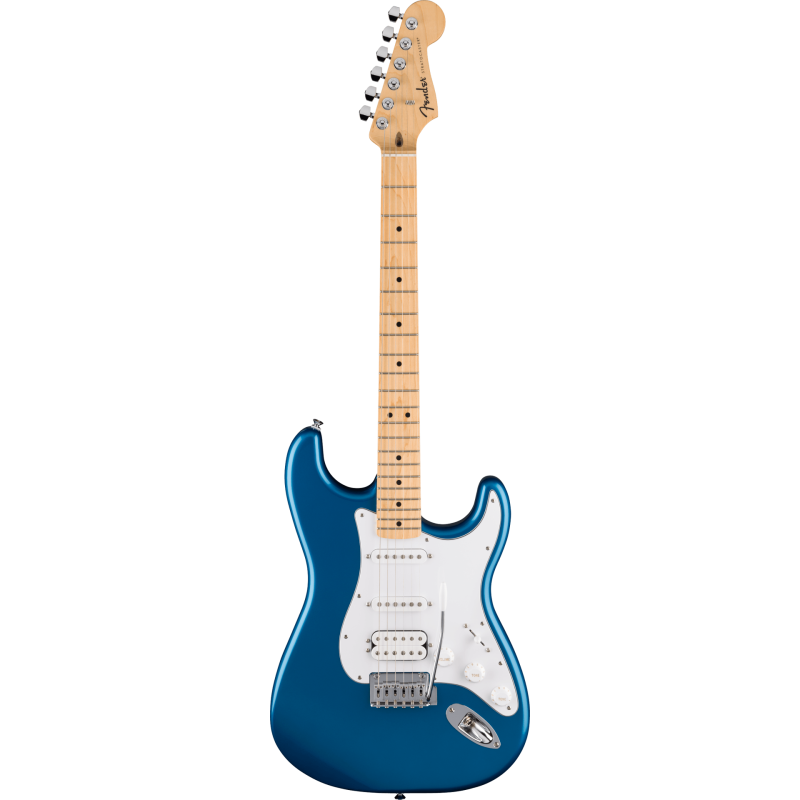FENDER Standard Stratocaster HSS touche erable plaque blanche Aqua Marine Metallic