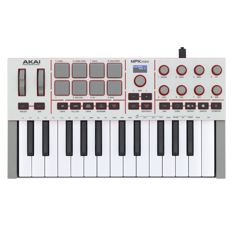 AKAI MPK MINI4-W clavier maître compact 25 touches 8 pads 8 encodeurs gris