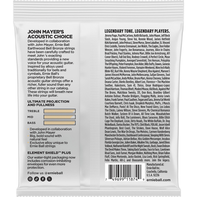 ERNIE BALL 2350 earthwood bell bronze extra light 10-50