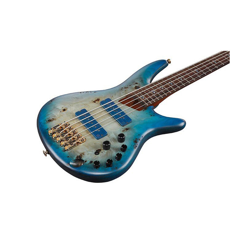 IBANEZ SR6605GFB Ghost Fleet Blue Burst basse electrique 5 cordes avec valise