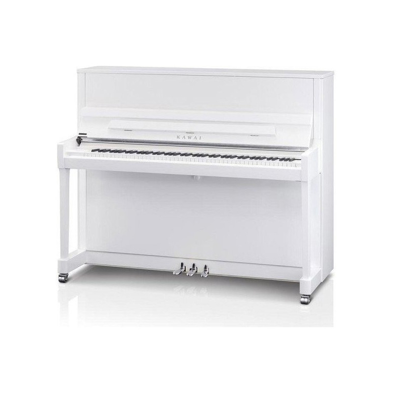 KAWAI K 300 Blanc brillant accastillage silver (Chrome) - 122cm - Mecanique Millenium III - Ralentisseur