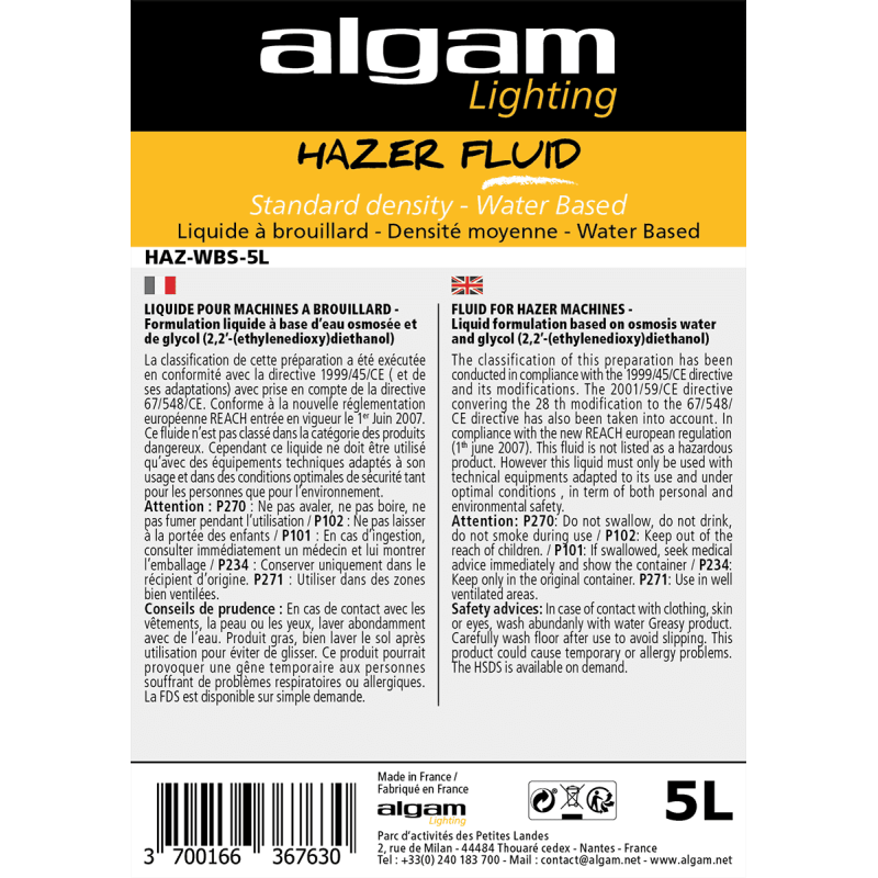 ALGAM LIGHTING HAZ-WBS-5L liquide brouillard wb standard 5l