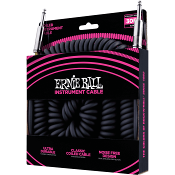ERNIE BALL 6044 cables instrument torsades jack/jack 9m noir