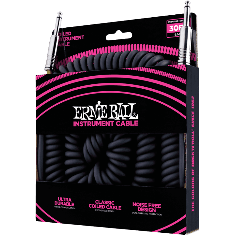 ERNIE BALL 6044 cables instrument torsades jack/jack 9m noir