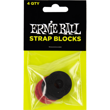 ERNIE BALL 4603 pack de 4 strap blocks noir et rouge