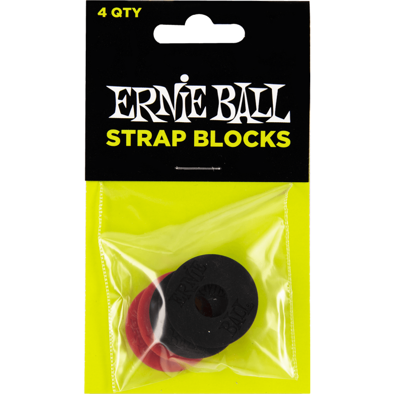 ERNIE BALL 4603 pack de 4 strap blocks noir et rouge