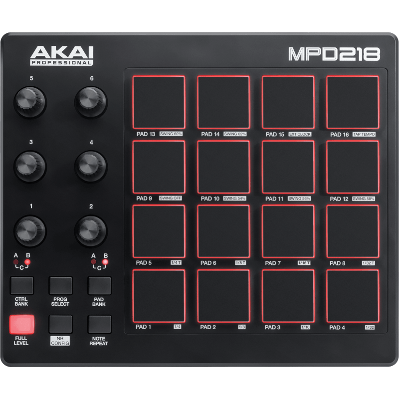 AKAI MPD218 contrôleur usb midi 16 pads 6 potentiomètres
