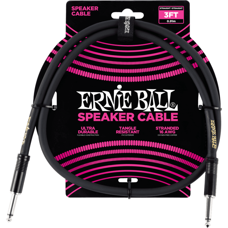 ERNIE BALL 6071 cables haut-parleur classic jack/jack 91cm noir