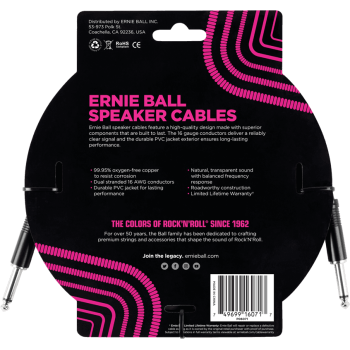 ERNIE BALL 6071 cables haut-parleur classic jack/jack 91cm noir