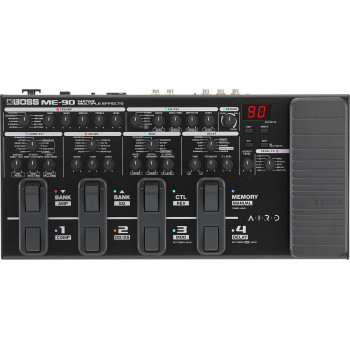 BOSS ME-90 hands-on guitar processor avec a compact design and premium boss amps and effects derived from the gt-1000