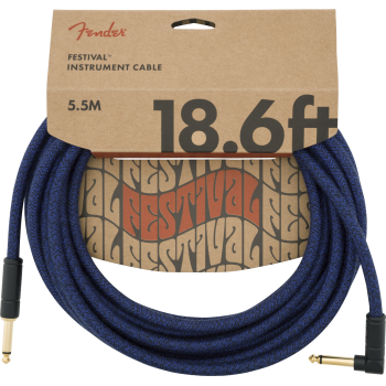 FENDER Festival Instrument Cable Straight/Angle 18.6' Pure Hemp Blue Dream