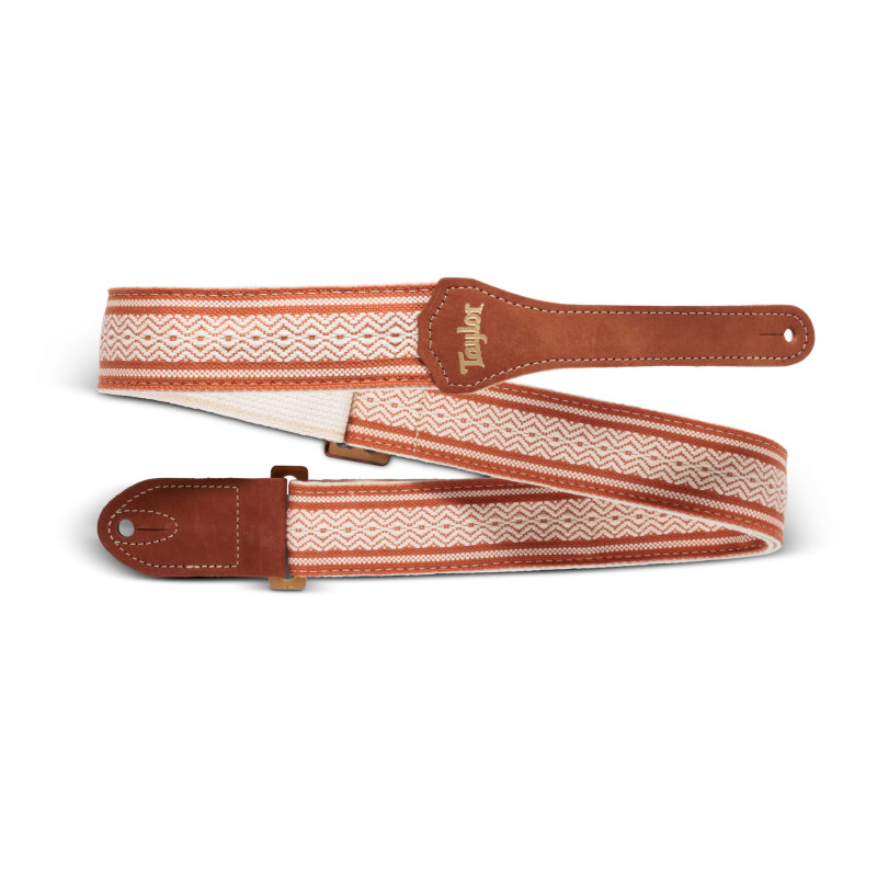TAYLOR Academy Strap,Wht/Brn,Jacquard Cotton,2"