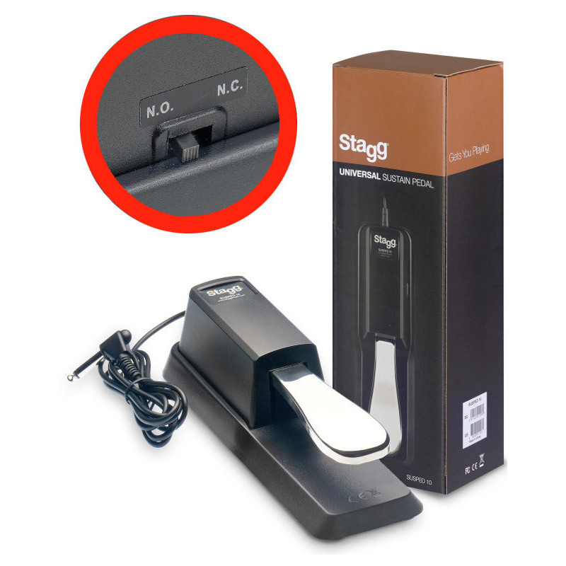 STAGG SUSPED 10 pédale de sustain universelle pour piano ou clavier électronique avec inverseur de polarité