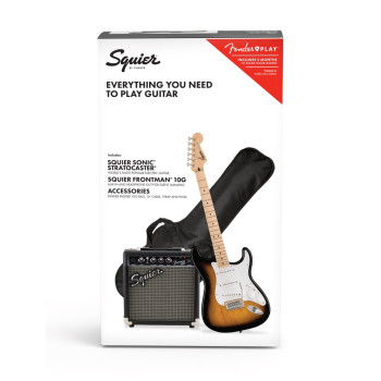 SQUIER Sonic Stratocaster Pack Maple Fingerboard 2-Color Sunburst Gig Bag 10G